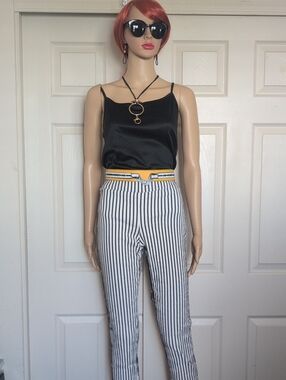 Lisette Striped High-Waist Pants